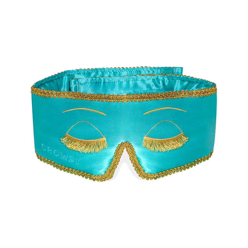 Breakfast at Drowsy Silk Sleep Mask, Turqouise / Turquoise, alternate image number 1