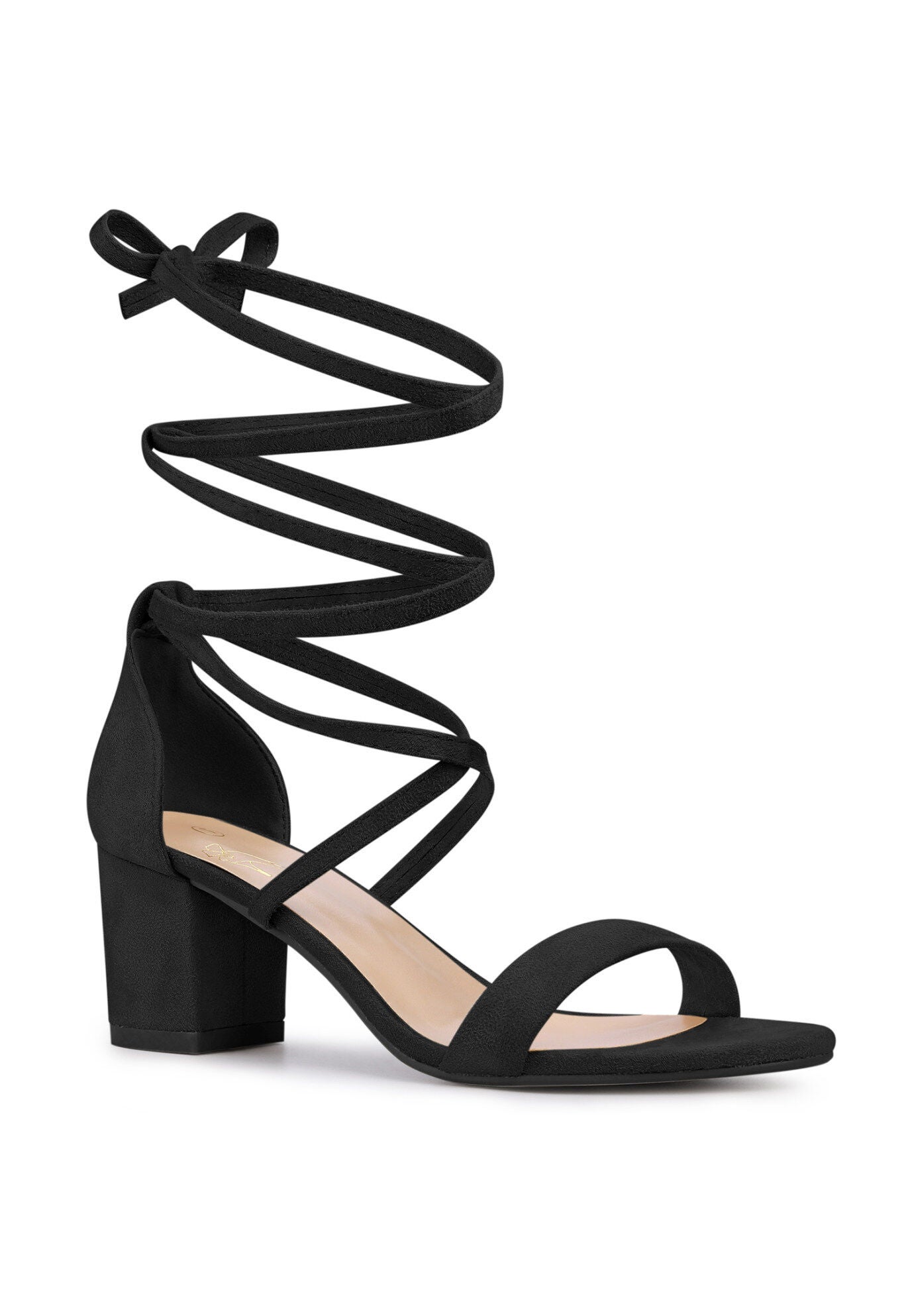 Lace Up Heels Chunky Heel Sandal, Black / Black, hi-res image number 0