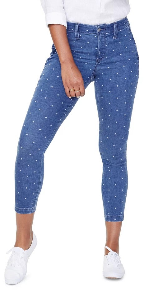 NYDJ Women's Ankle Polka Dot Skinny Jeans Blue 0, Blue / Navy, hi-res image number 0