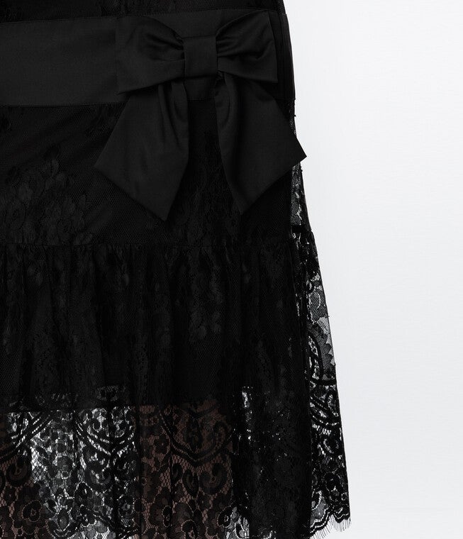 Unique Vintage Black Lace & Bow Flapper Dress, , alternate image number null