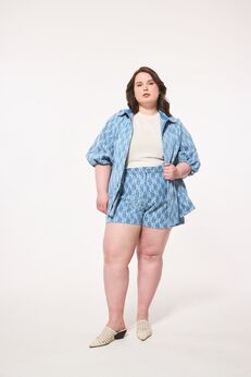 Denim Lace Trouser Shorts