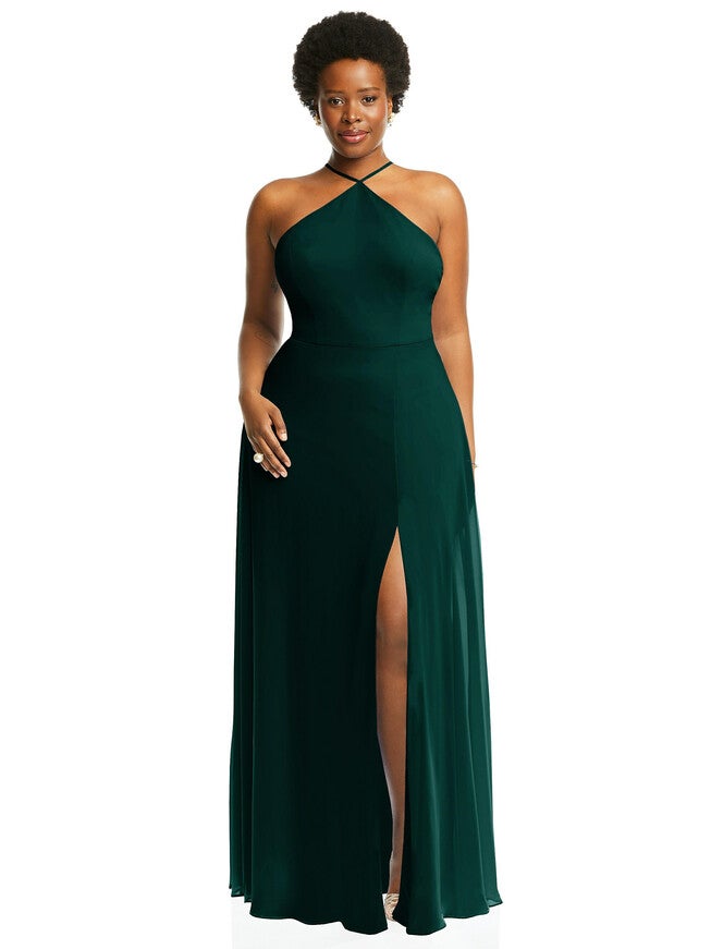 Diamond Halter Maxi Dress with Adjustable Straps Dia Co