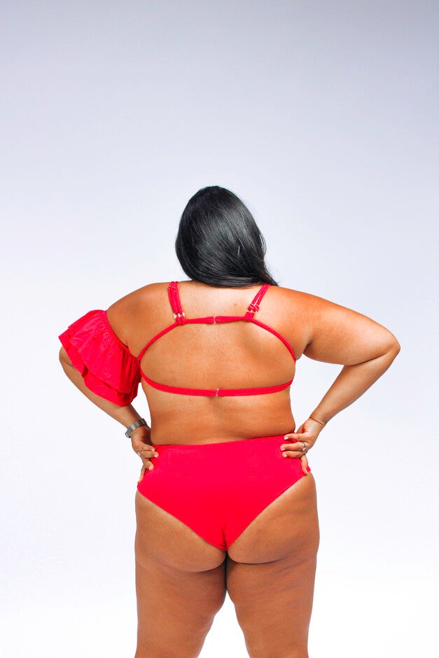 Rafa ruffle sleeve high waisted one piece swimsuit, , alternate image number null