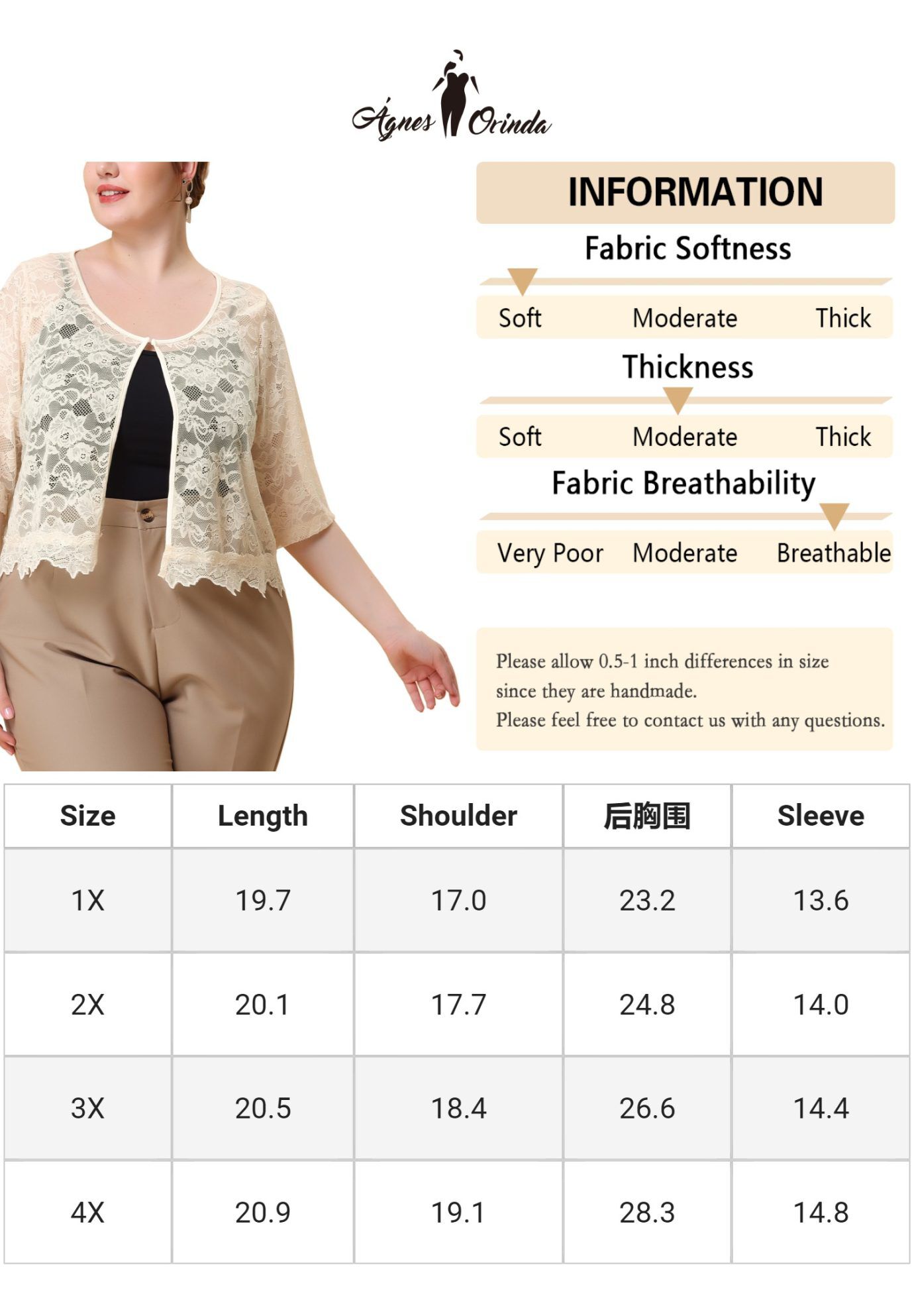 1/2 SLEEVE SHEER LACE BOLERO SHRUG, Beige / Beige, alternate image number 4