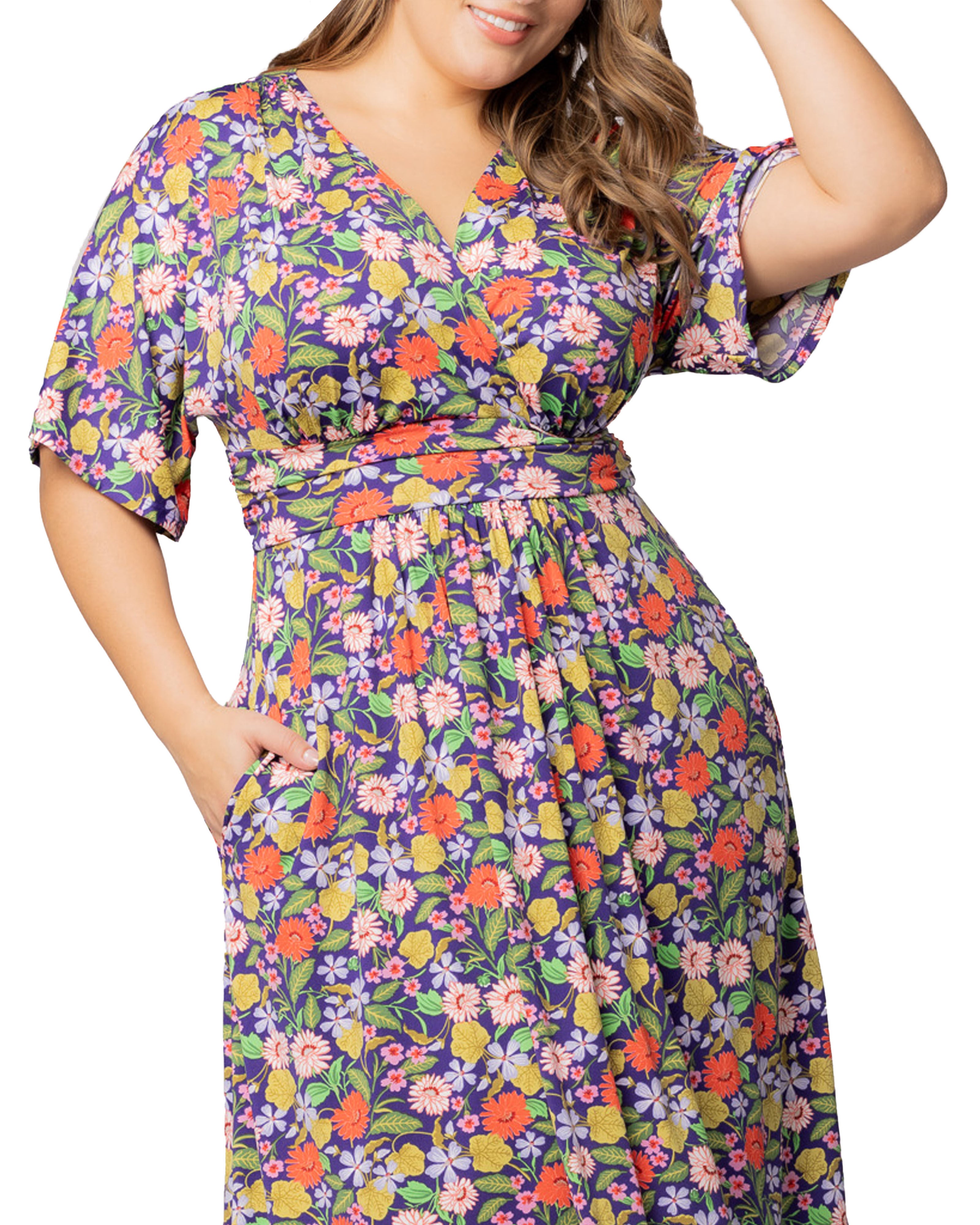 Gia Midi Dress, VIBRANT GARDEN PRINT / Purple, alternate image number 2