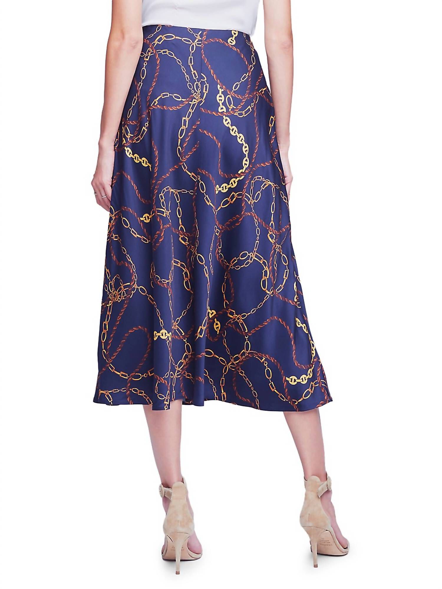 CLARISA MIDI SKIRT IN NAVY, Navy / Royal Blue, alternate image number 2