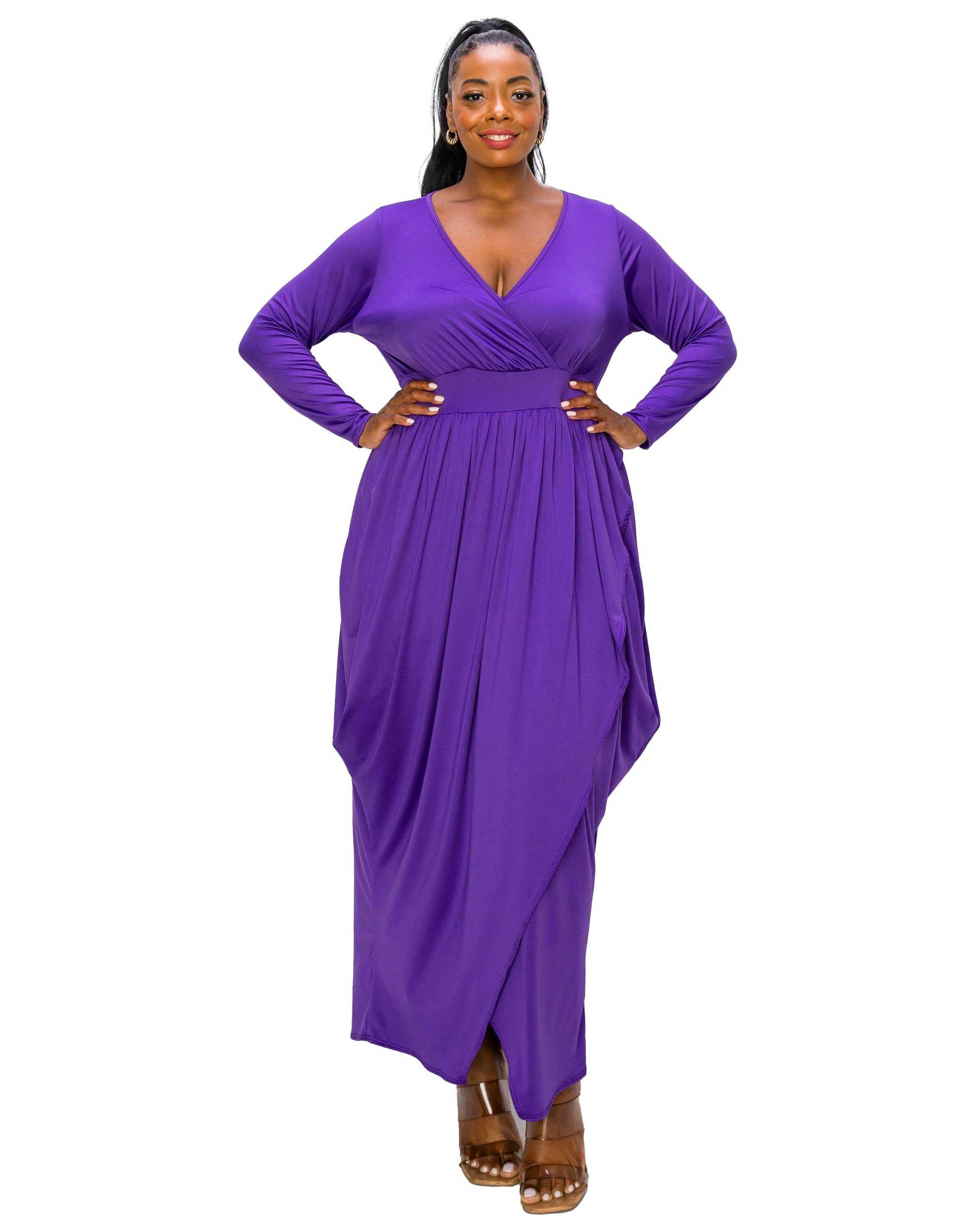 GIULIANA TULIP HEM MAXI DRESS, Purple / Purple, hi-res image number 0