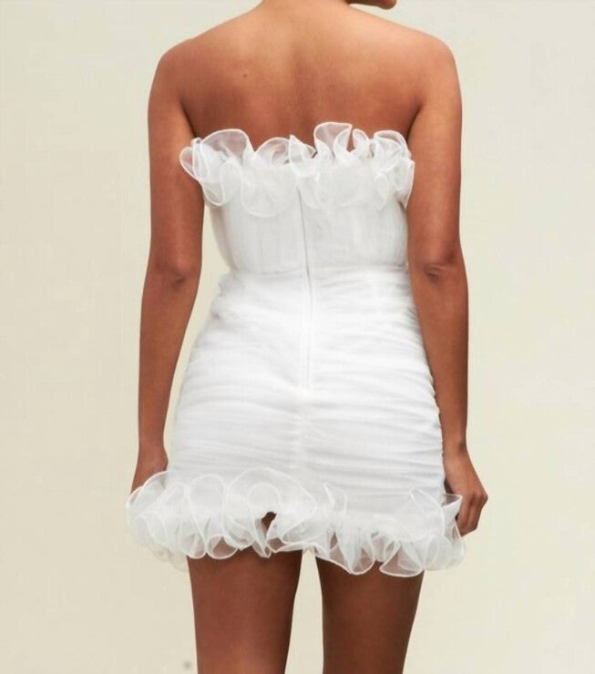 STRAPLESS MINI DRESS IN WHITE, , alternate image number 3