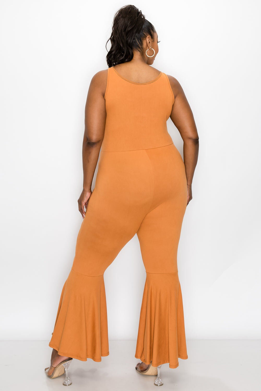 JOSIE FLARED LEG JUMPSUIT, Clay / Mustard, alternate image number 2