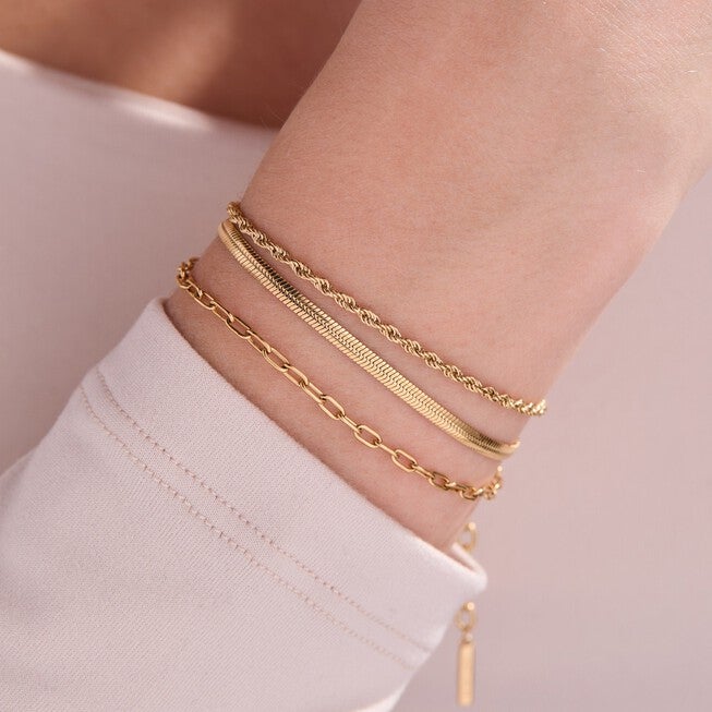 Mini Rope Chain Bracelet, Gold / Gold, alternate image number 3