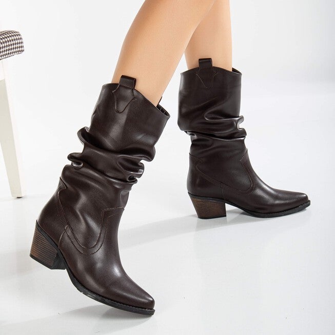 BONNIE - BROWN SLOUCH WESTERN BOOTS, BROWN / Brown, alternate image number 2