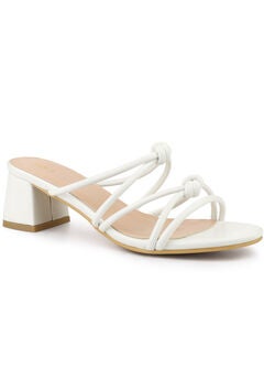 White Strappy Block Heel Sandals