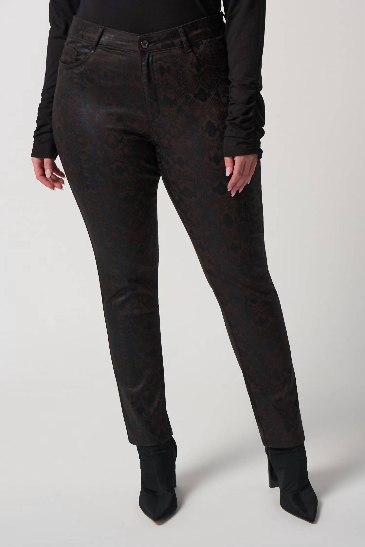 ANIMAL PRINT SLIM-FIT JEANS IN MOCHA/BLACK, MochaBlack / Brown, hi-res image number 0