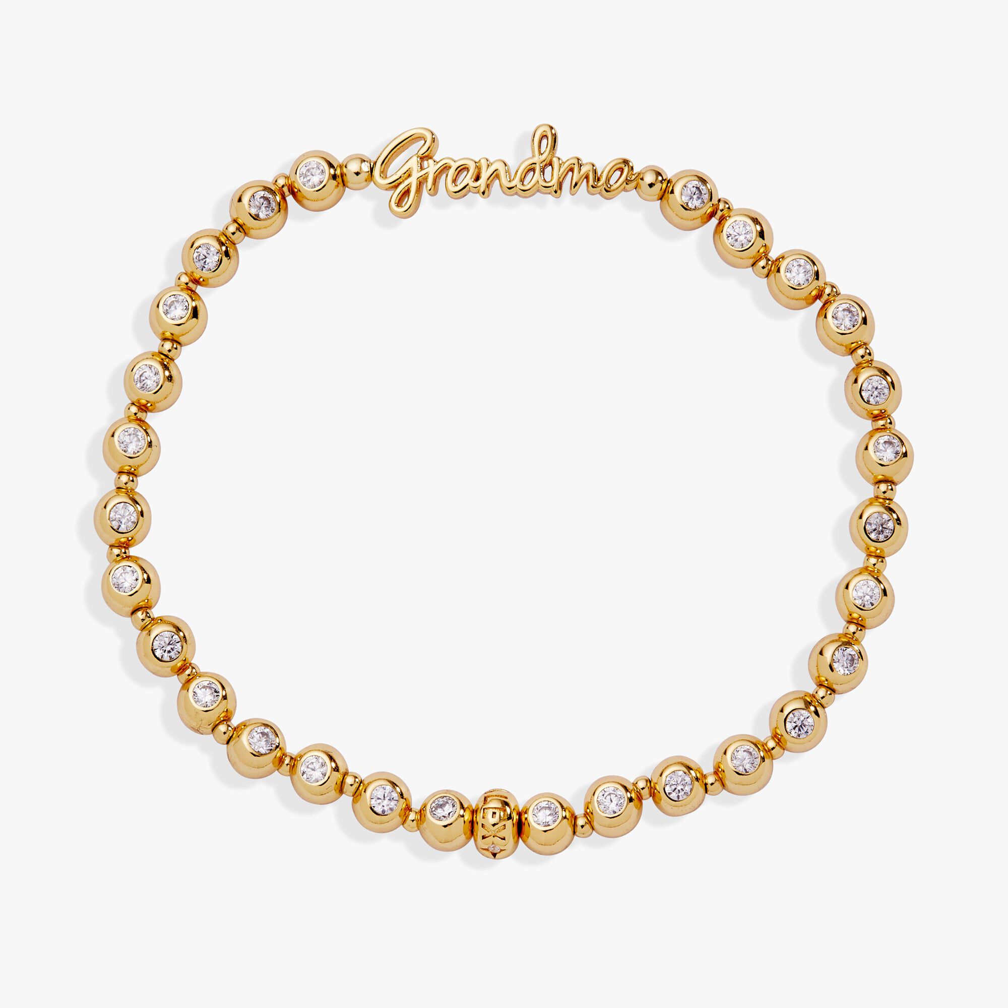 Grandma Elongated Crystal Stretch Bracelet, Gold / Gold, hi-res image number 0