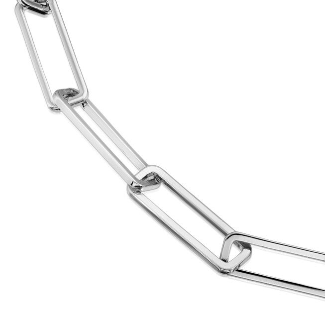 Silver Large Rectangle Link Chain Bracelet 14 inches Silver, , alternate image number 3
