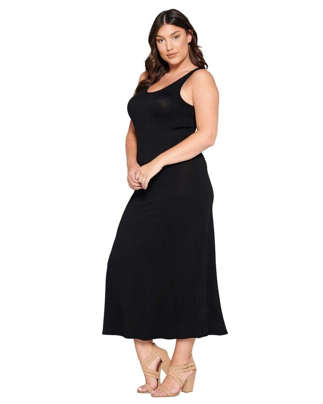 Everyday Basic Tank Maxi Dress, Black / Black, alternate image number 3