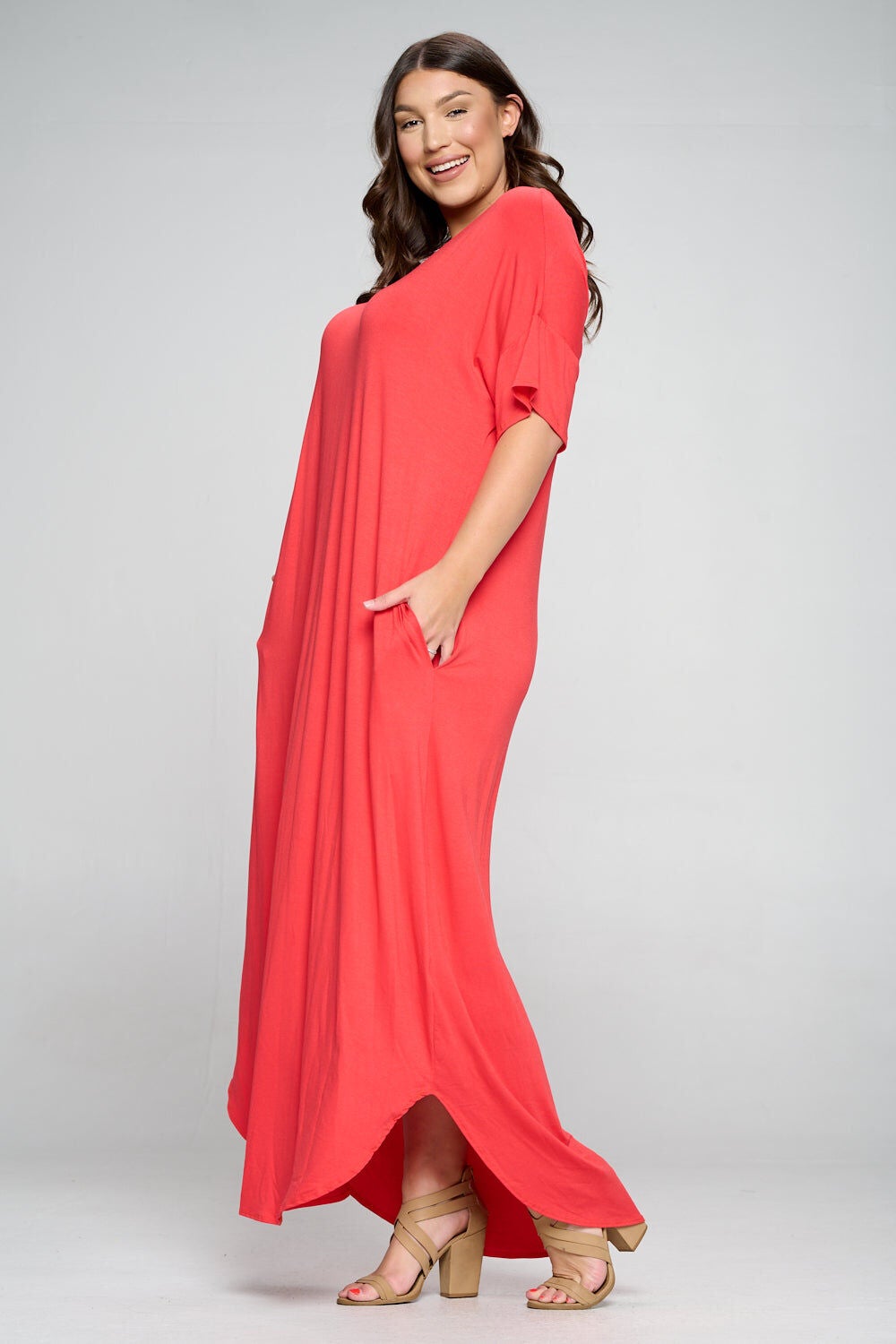 SCARLETT MAXI DRESS, Coral Dk / Coral, alternate image number 2