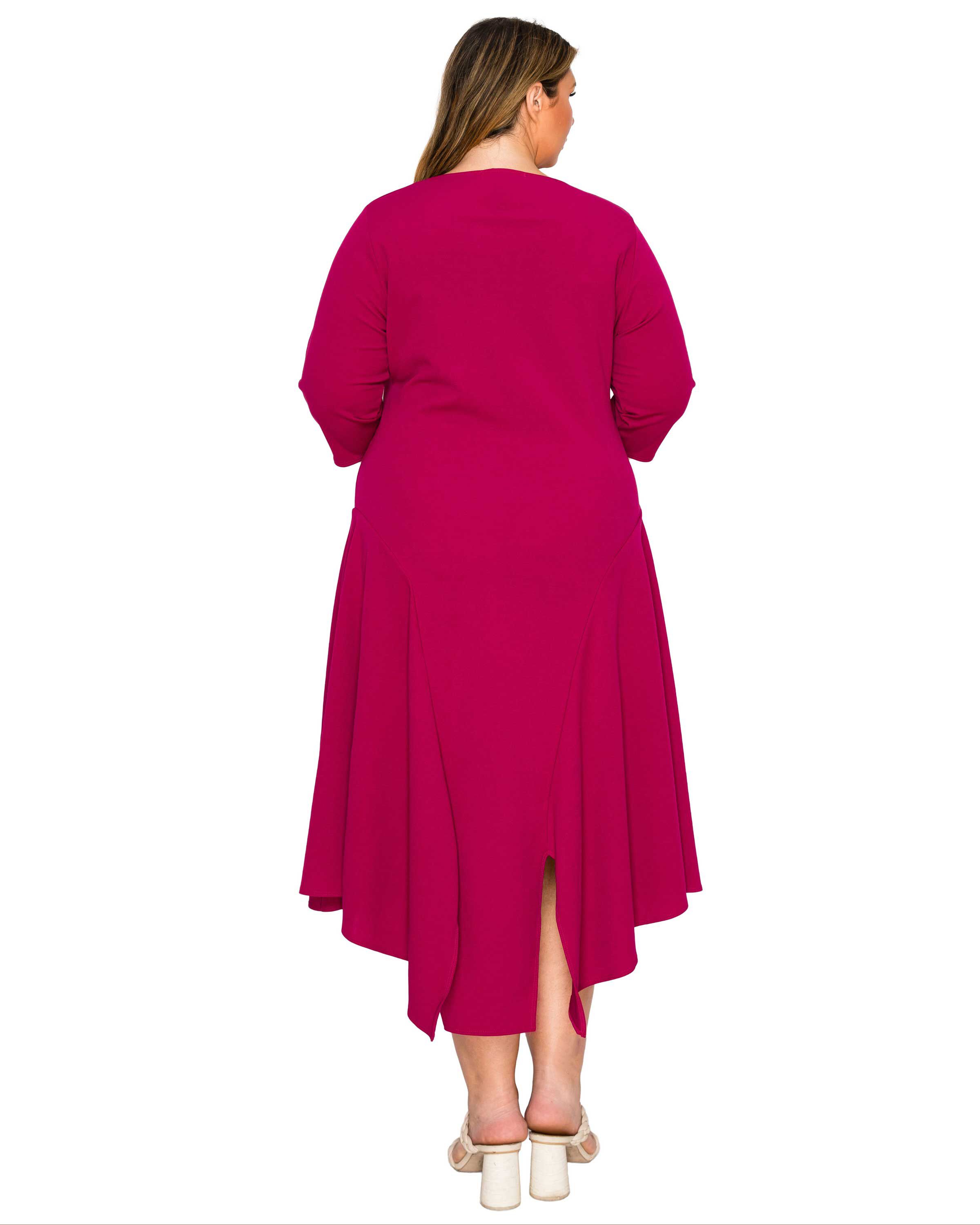Vida Split Hem Dress, Magenta / Magenta, alternate image number 2