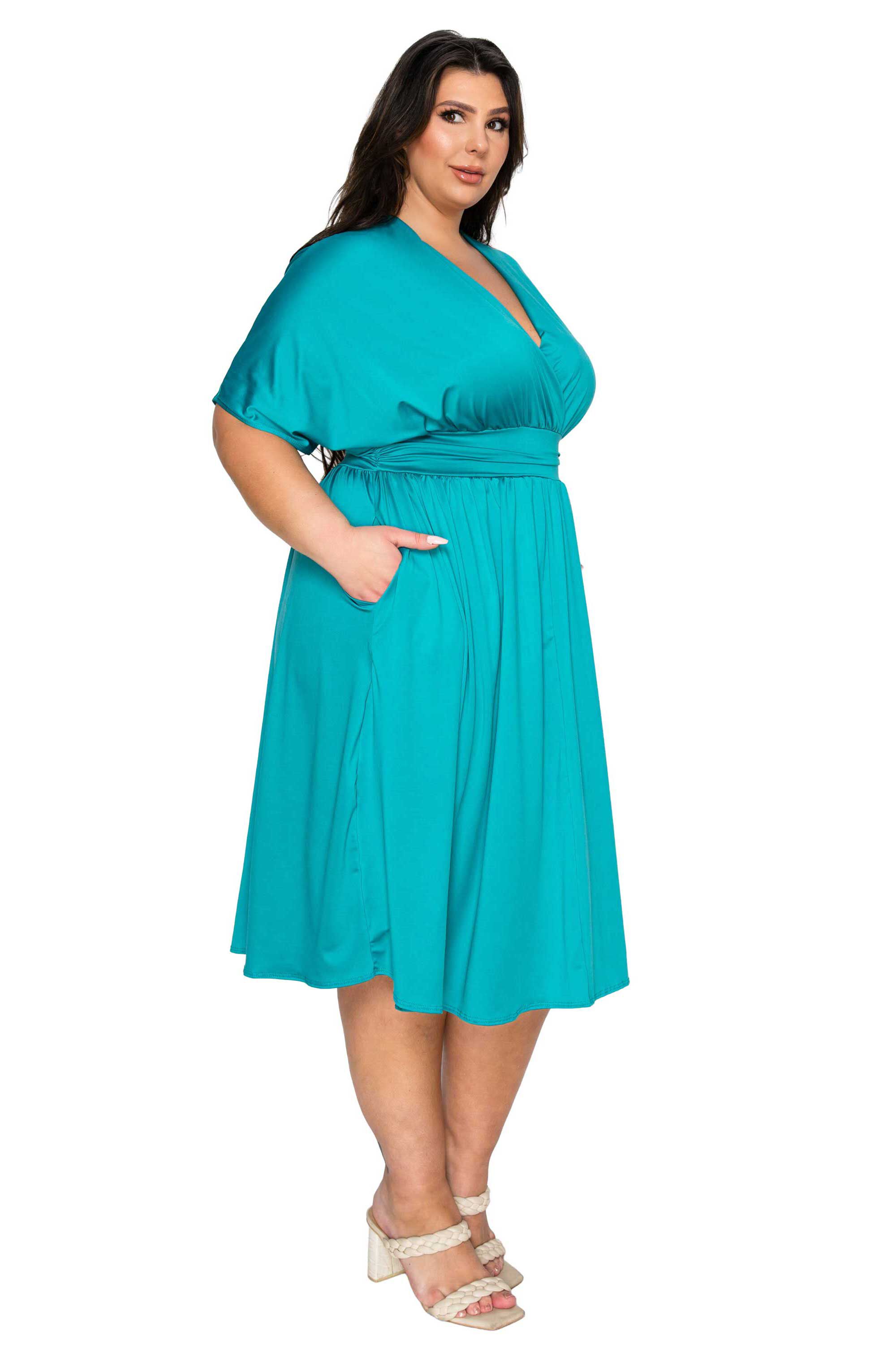 Cyra Empire Midi Dress, Jade / Aqua, alternate image number 1