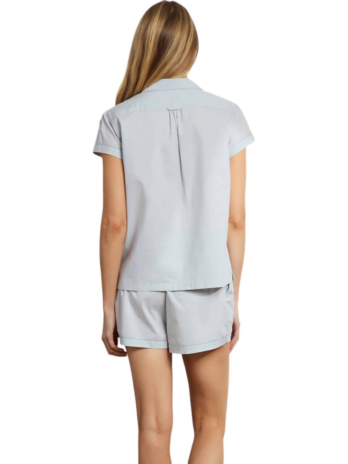 ORGANIC COTTON POPLIN SHORT PAJAMA SET, Fresh Air / Azure Blue, alternate image number 1