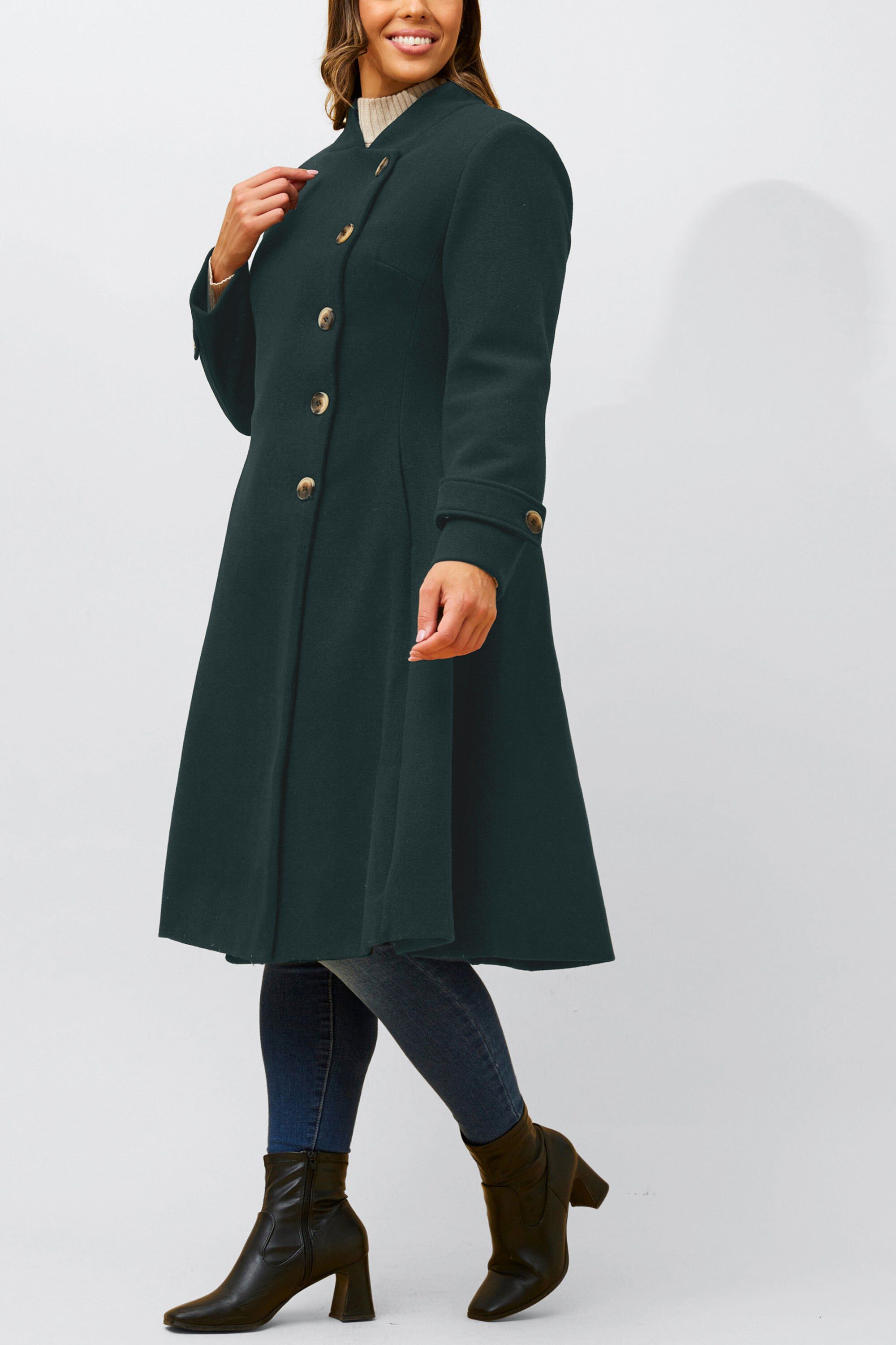 Harper Retro Flared Coat Side Buttons | Dia & Co Harper Retro Flared Coat Side Buttons | Dia & Co