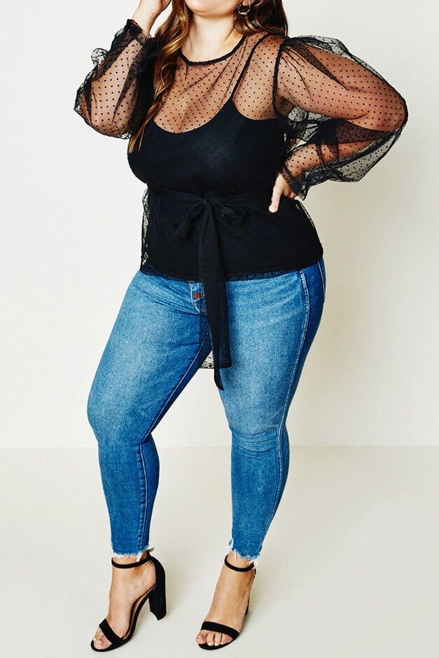 Raven Puff Sleeve Blouse, Black / Black, hi-res image number null