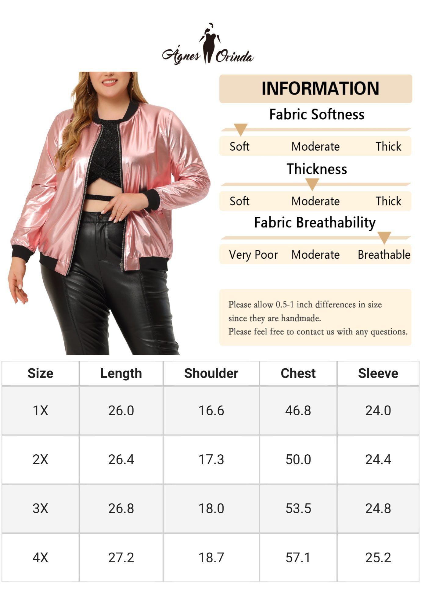 METALLIC SPARKLE HOLOGRAPHIC SHINY BOMBER JACKET, Rose Gold / Pink, alternate image number 4