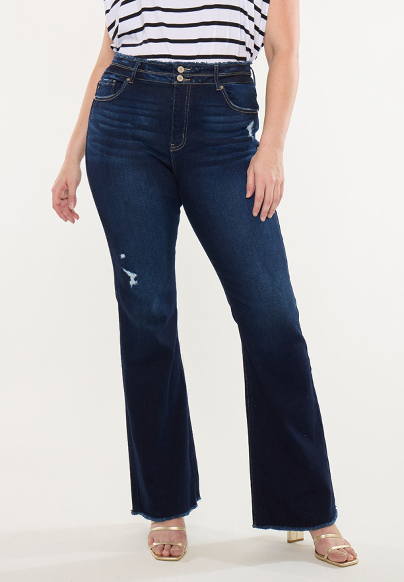 Gill High Rise Flare Jeans (Plus Size), Dark Wash / Dark Wash, alternate image number 4