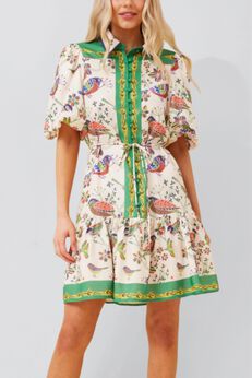 Annick - Leontine Shirt Dress Baloon Sleeve Print