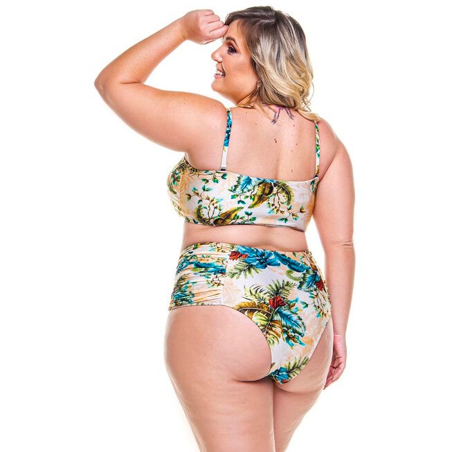 High Waisted Side Draped Bikini Bottom, Douro / Beige, alternate image number null