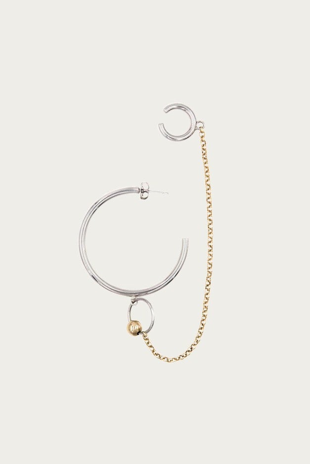 NICKY EARRING WITH EAR CUFF IN SILVER/PALE GOLD, SilverPale Gold / Gold, hi-res image number 0