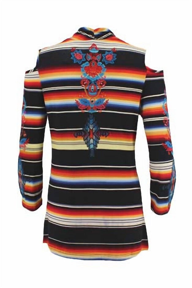 WOMEN'S SUNRISE SALTILLO CHEVRON TUNIC IN MULTI, Multi / Black, alternate image number null
