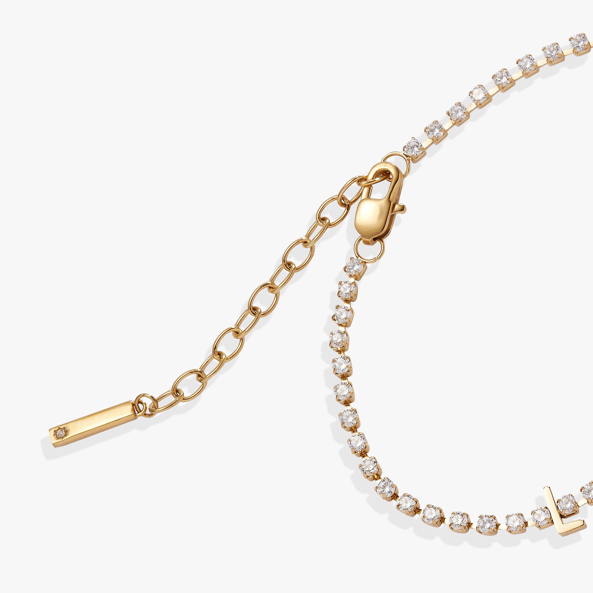 “Love” Crystal Tennis Bracelet, Gold / Gold, alternate image number 2