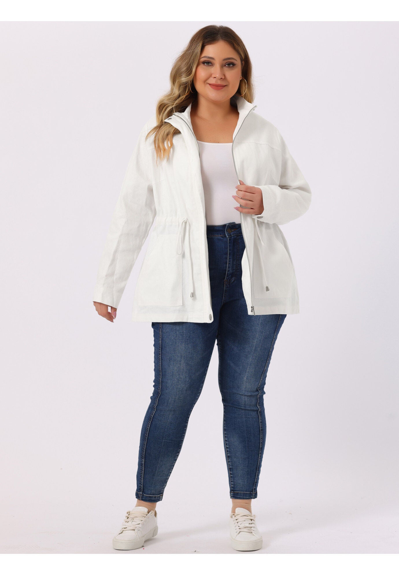 LIGHTWEIGHT ANORAK DRAWSTRING UTILITY JACKET, White / White, hi-res image number 0