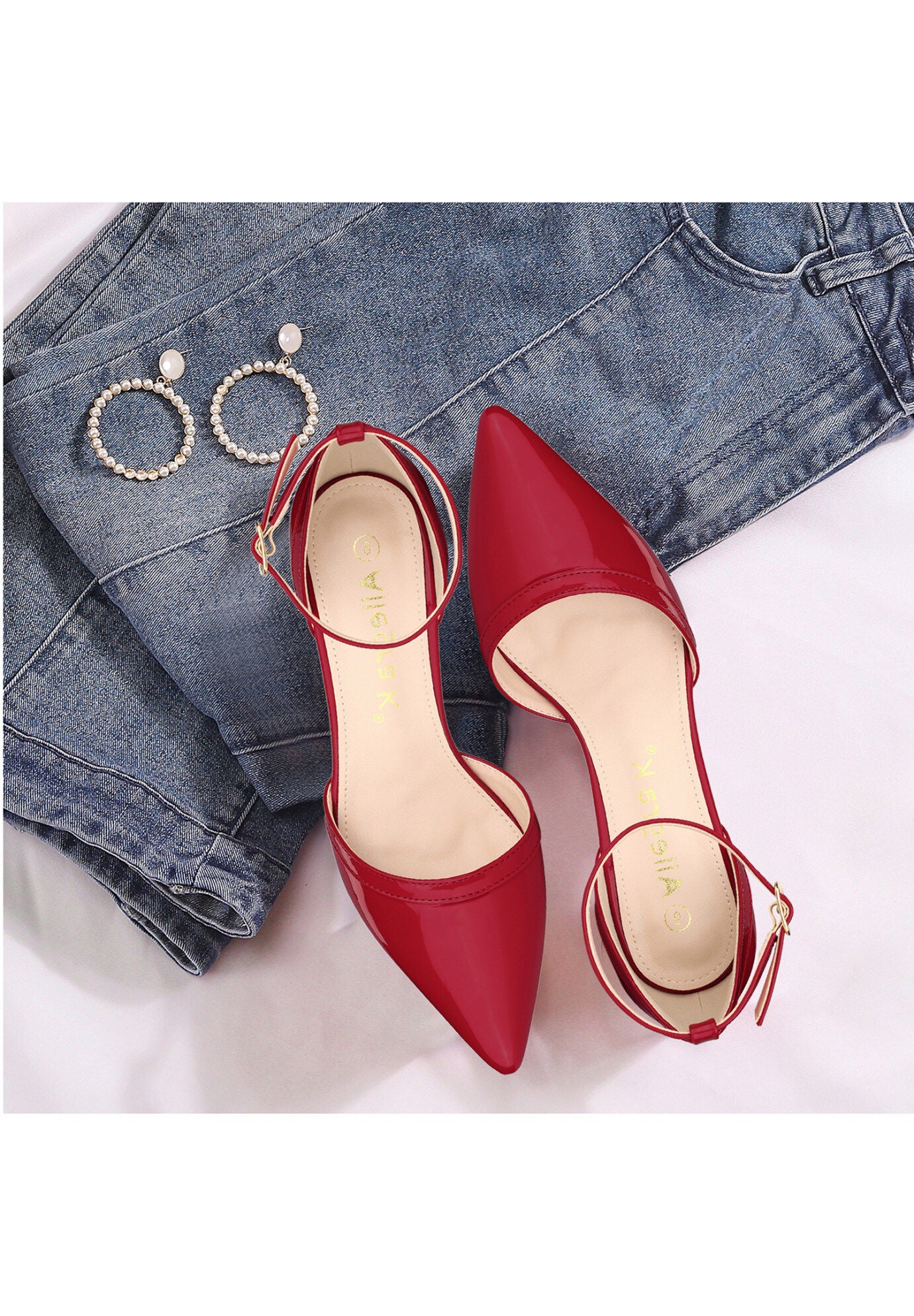 Pointed Toe Stiletto High Heel Pumps Evening Dress Shoes, Red / Red, hi-res image number 0
