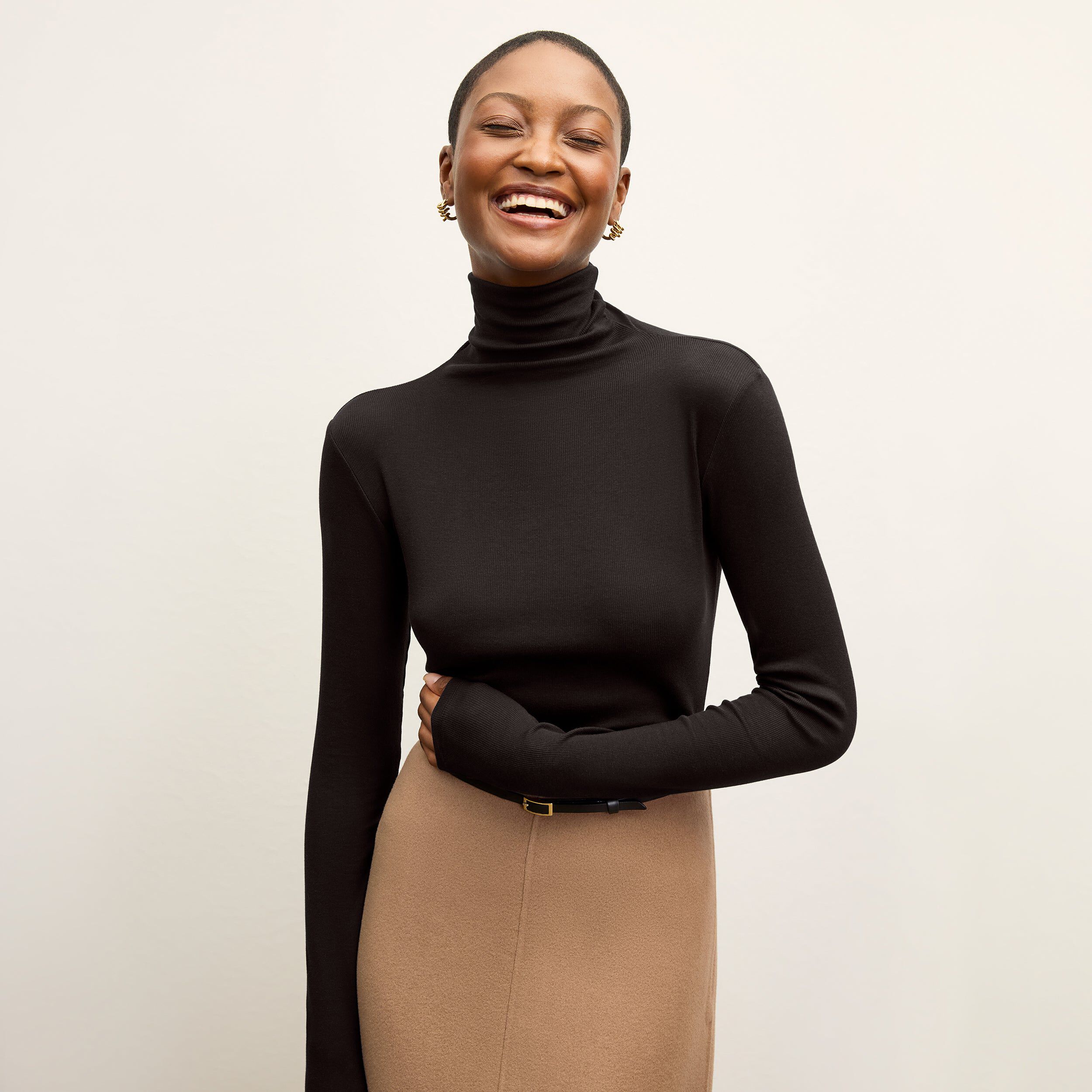 Axam Layering Turtleneck - Ribbed Pima Cotton, Black / Black, hi-res image number 0