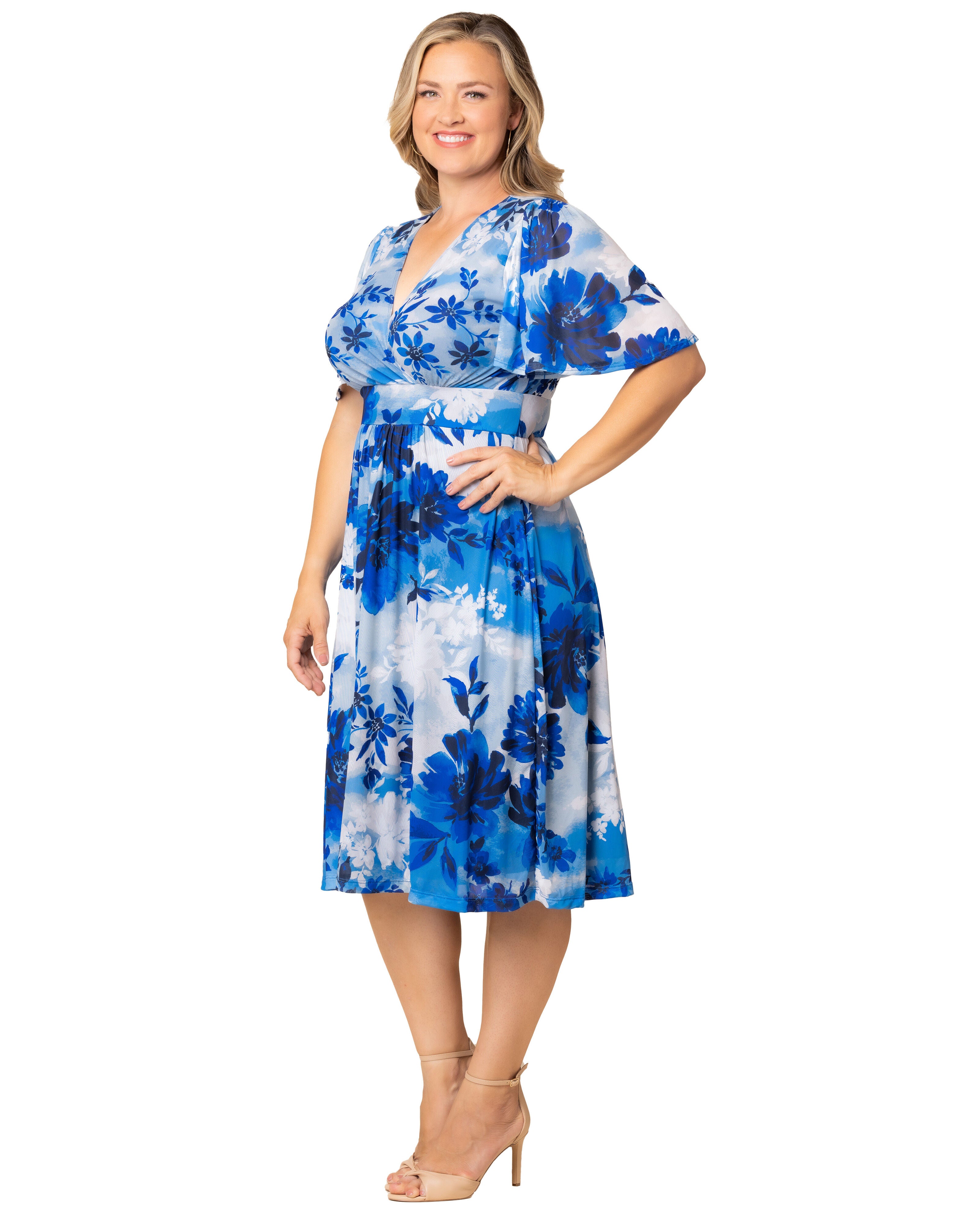Margot Mesh Cocktail Dress, PURE BLUE BOUQUET / White, alternate image number 3