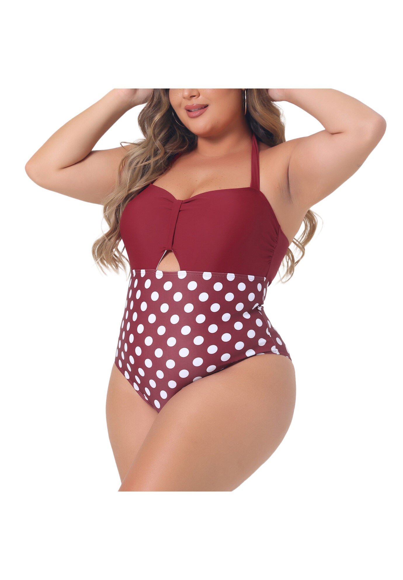 Summer Swimsuit Cutout Swimwear, Red / Red, alternate image number 1