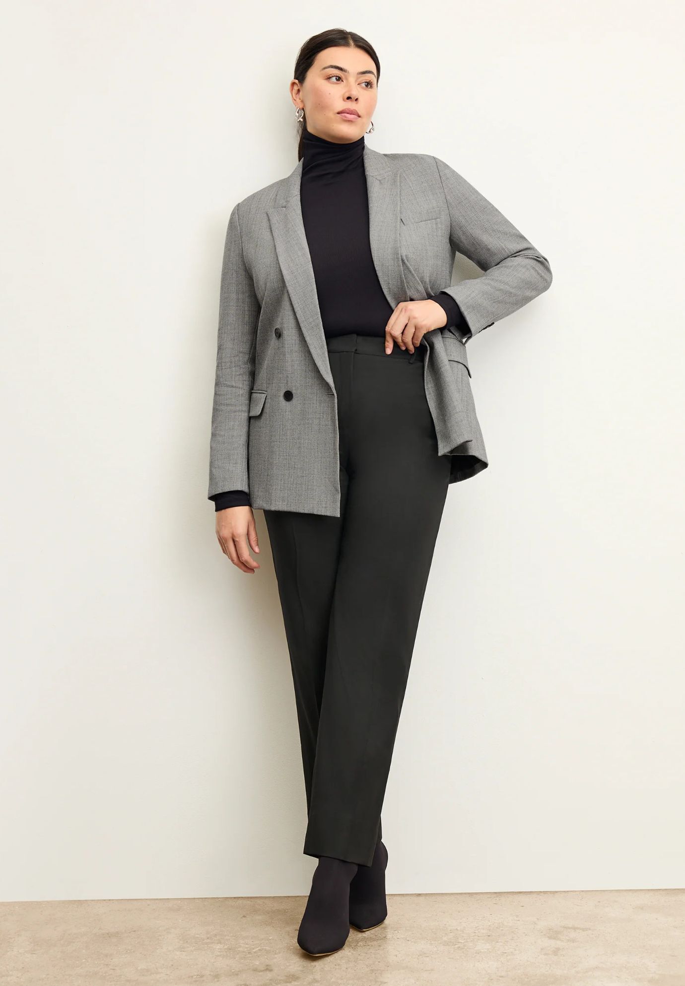 Axam Layering Turtleneck - Ribbed Pima Cotton, Black / Black, alternate image number 5