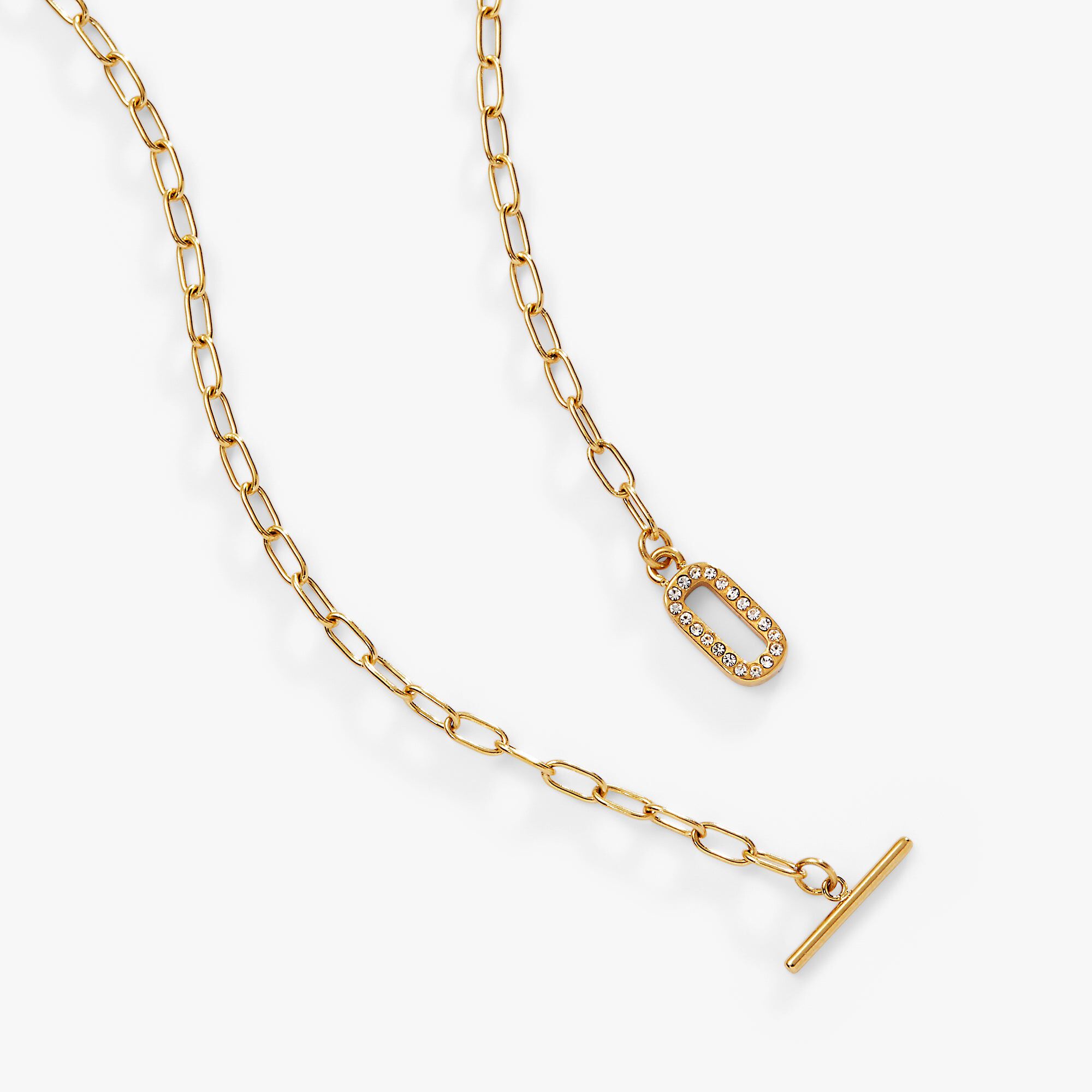 Crystal Pave Toggle Necklace, Gold / Gold, alternate image number 1