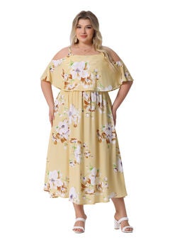 Square Neck Adjustable Strap Sundress Summer Maxi Dress