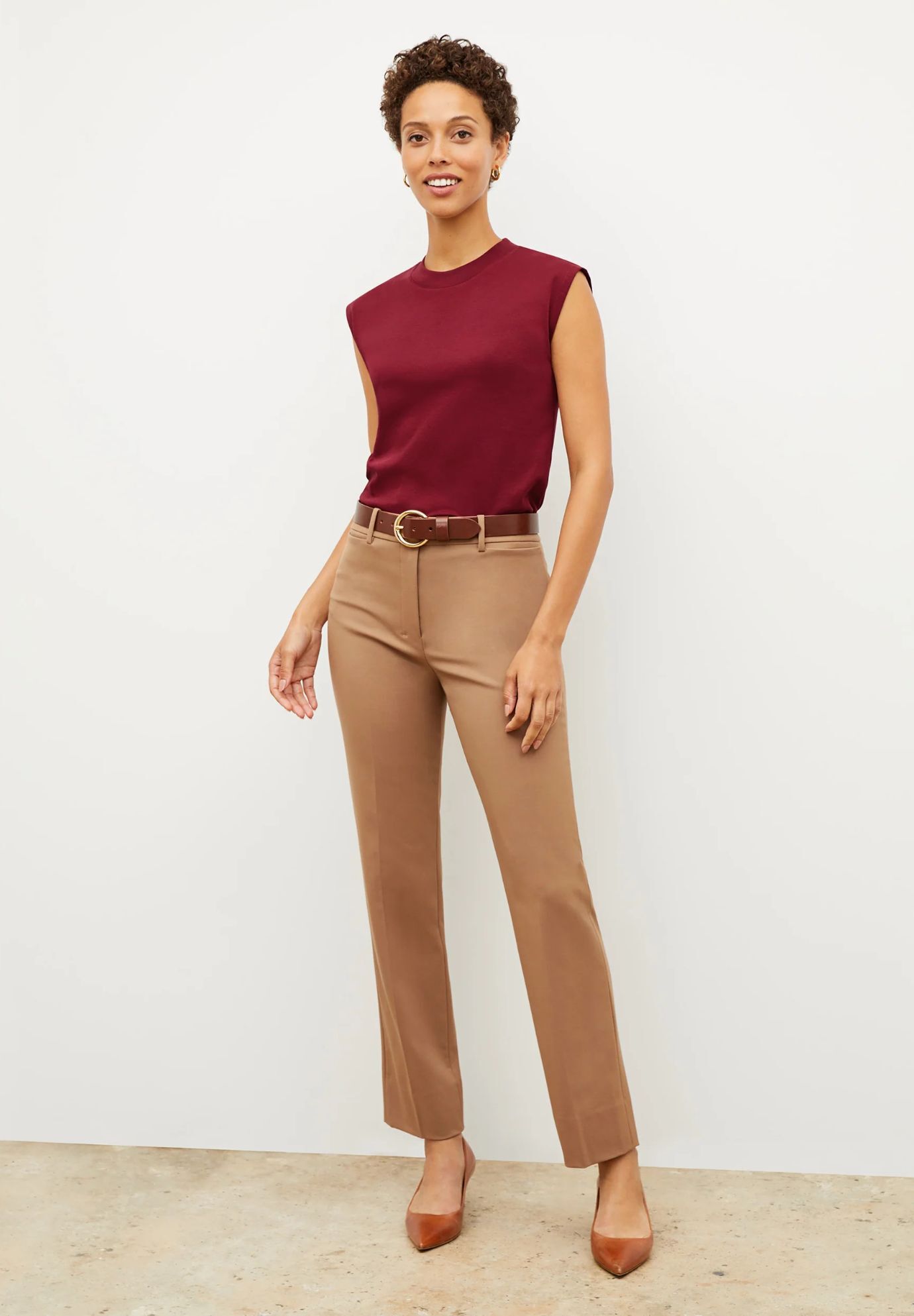 Smith Straight Trouser - Washable Wool Twill, Camel / Brown, alternate image number 5