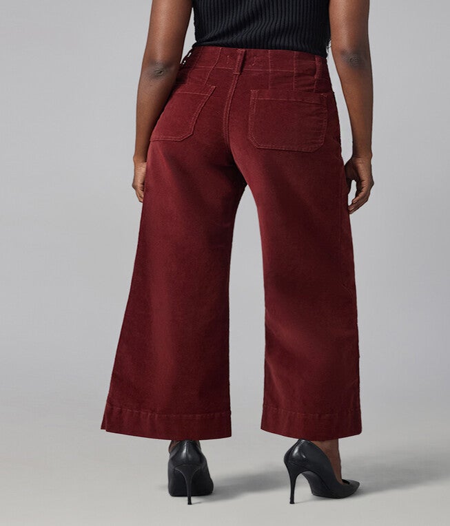 COLETTE-SR High Rise Wide Leg Jeans, Syrah Red / Red, alternate image number 1