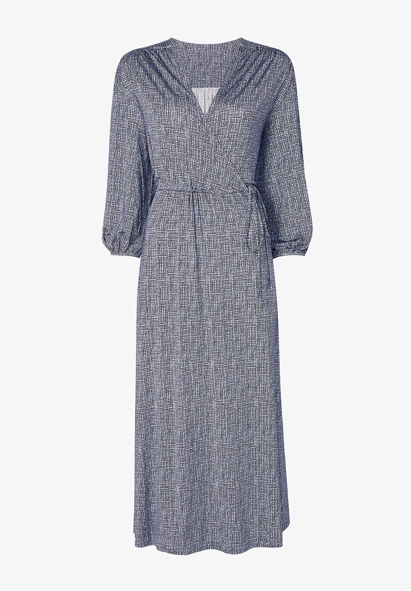 Hope Wrap Dress - Printed Jersey, Blueprint Sketch / Dusty Blue, alternate image number 5