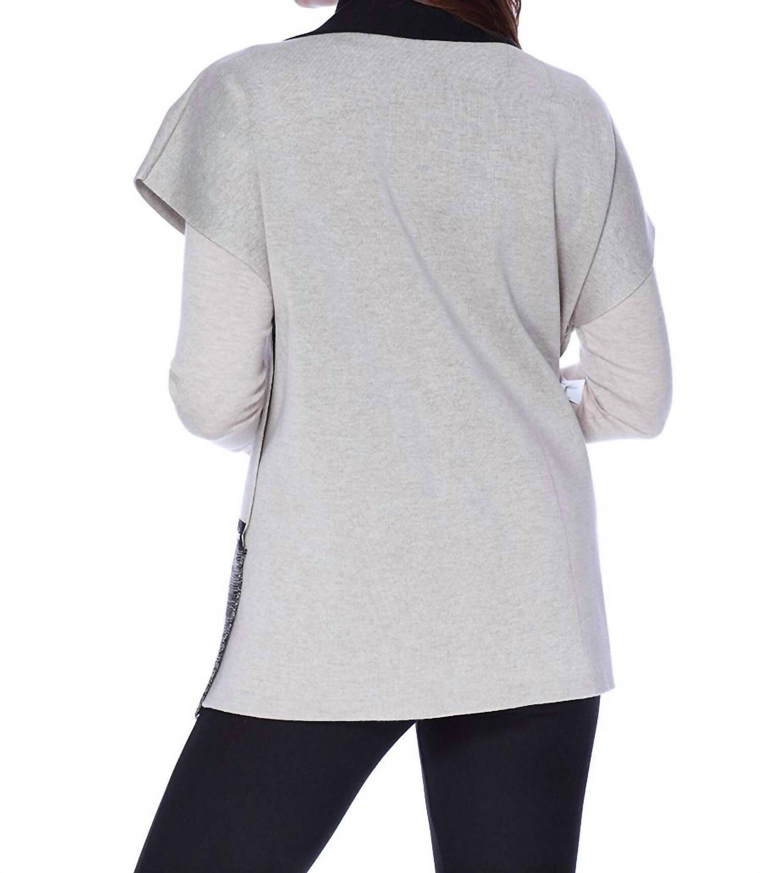 ZIP DETAIL PONCHO IN STONE/BLACK, StoneBlack / Black, alternate image number 1