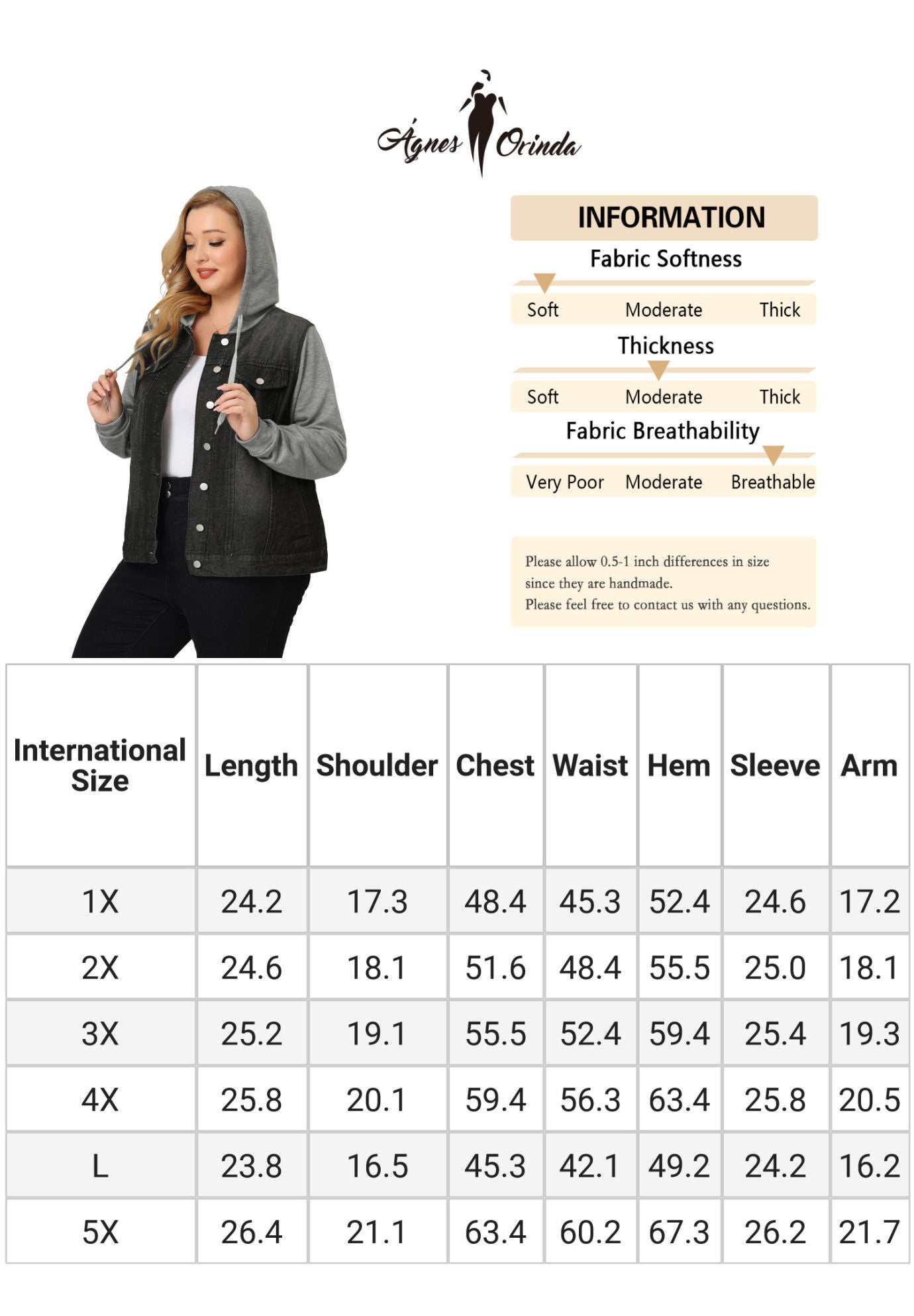 LAYERED DRAWSTRING HOODIE DENIM JEAN JACKET, Black / Black, alternate image number 3