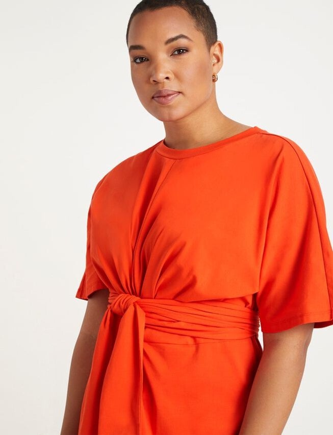 Cross Front Flutter Sleeve Dress, , alternate image number 4