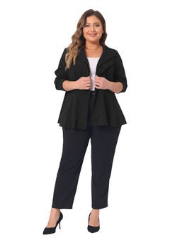WORK OFFICE DOUBLE NOTCH LAPEL PEPLUM BLAZER