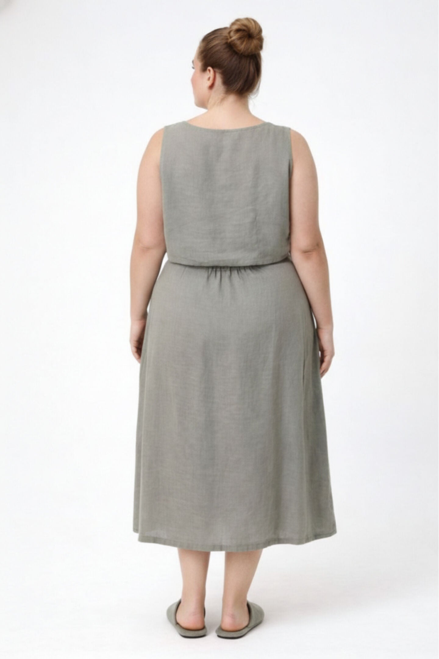 Overlap Midi Skirt, Hemp Dark Green / Light Green, alternate image number 2