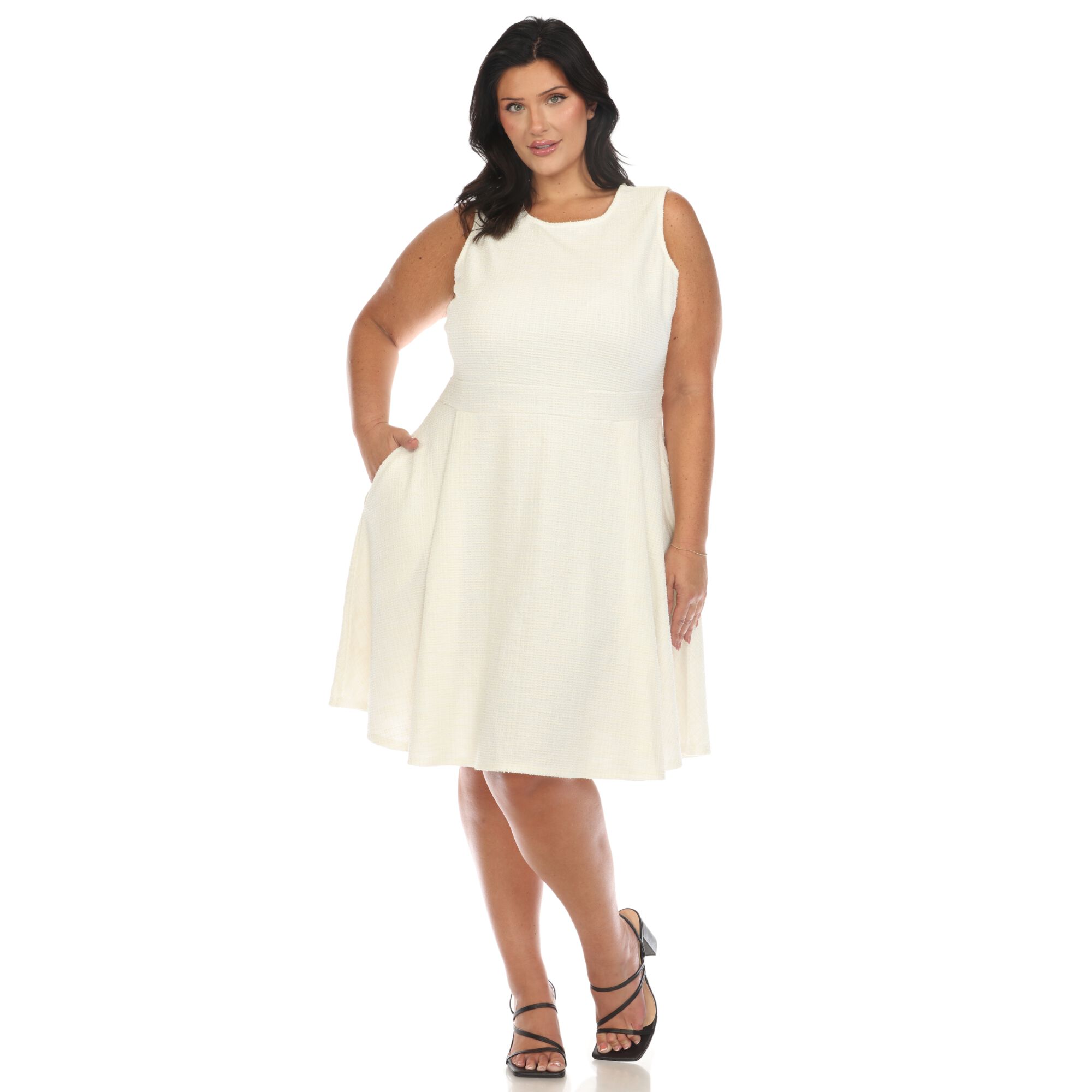 Tweed Fit and Flare Dress, White / White, hi-res image number 0